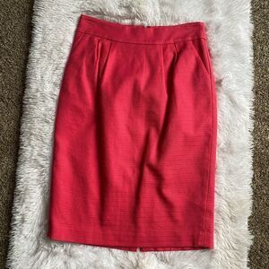 Banana Republic Skirt Pencil Pink Cotton Office Career Wear Zipped Back Lined 0